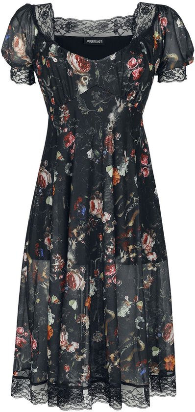 Jawbreaker Night Garden Print Midi Dames Medium-lengte jurk - 3XL