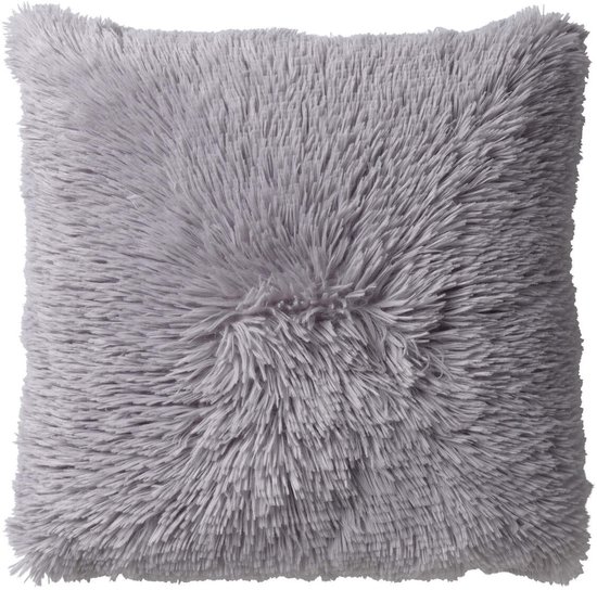 Dutch Decor FLUFFY - Coussin décoratif 45x45 cm - ultra doux - couleur unie - Micro Chip - Gris