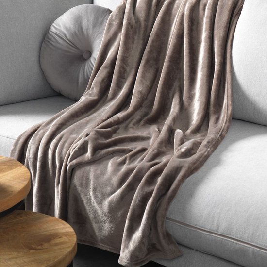 Dutch Decor - SIDNEY - plaid 140x180 cm - fleece deken - 100% gerecycled - Driftwood - taupe