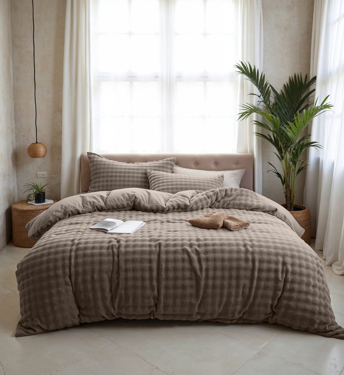 Sleeptime dekbedovertrek Pom Pom Taupe 240 x 220 cm