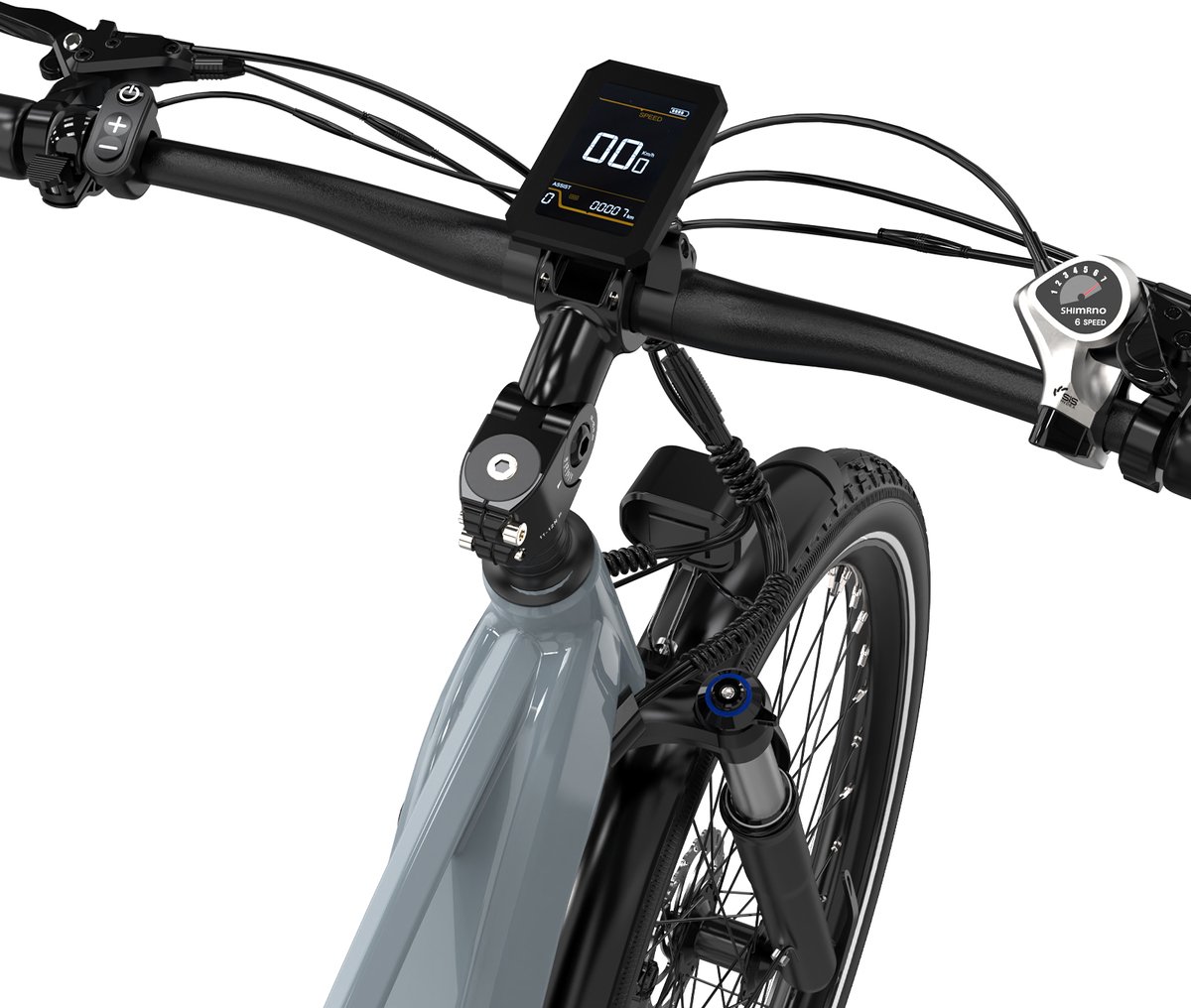 KOOLUX | X3 Elektrische Fiets | E-Bike | 26 x 1,95 Inch Banden | 48V 15Ah Lithium Accu | 250W Motor | Maximaal 25km/u | Maximaal bereik 80km | Hydraulische remmen | 7-speed versnelling | LCD Scherm | Aluminium Frame | Grijs | Gratis Rijklaar Bezorgd - afbeelding 3