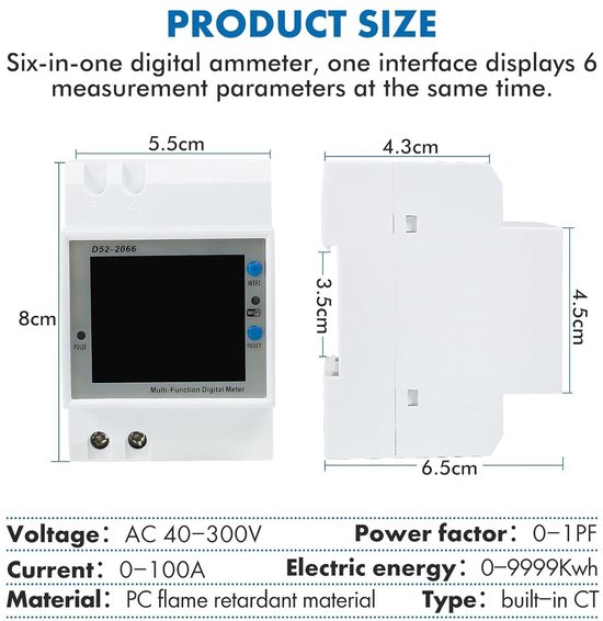 5  60  A Wifi Kwh Mérő Digitális Elektromos Fogyasztás Kwh Din Rail Smart Energy Meter Wifi 2