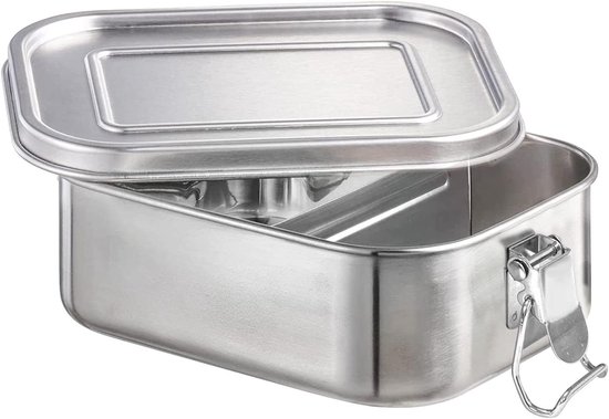 thumbnail: LEKEFETO Roestvrijstalen Broodtrommels – 850 Ml + 1400 Ml – Lekvrij, Met Scheidingswand – Voor Lunch Onderweg