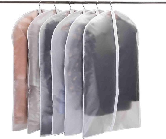 Foto: 6 stuk doorschijnend kledinghoezen met ritssluiting 60x100 cm vochtbestendige beschermhoes voor pakken overhemden mantels jassen jurken kleding opbergorganisatie