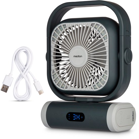 USB 1800mAh blauwe torenventilator met 5 snelheden, stil en efficiënt