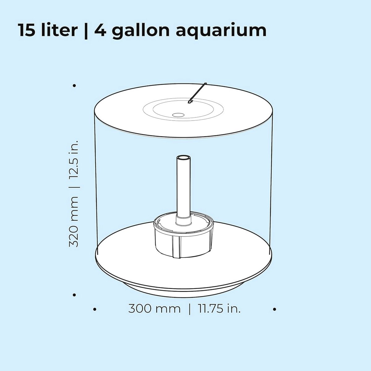 360 Graden Aquarium 15L met LED-verlichting thumbnail 3