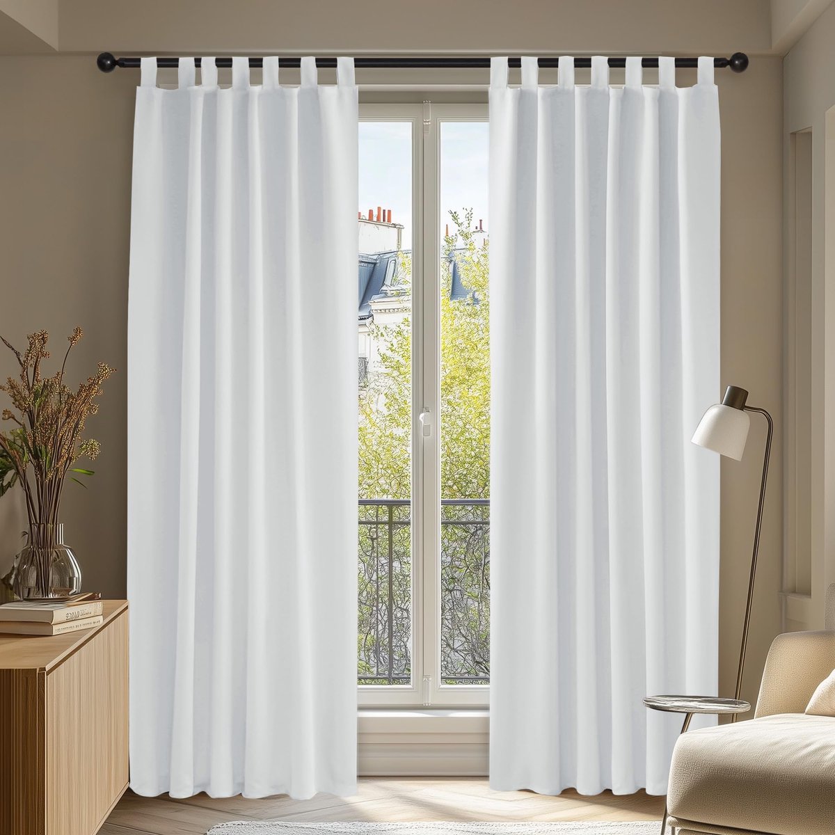 Ibenzoa Verduisterende Gordijnen met Lussen, Set van 2, Ondoorzichtig, 200x140 cm – Voor Comfortabele Slaap en Rust zilver