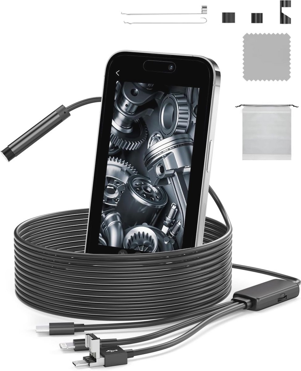 Endoscoopcamera HD 1920P met verlichting en waterdichte behuizing - Inspectiecamera voor Android en iOS