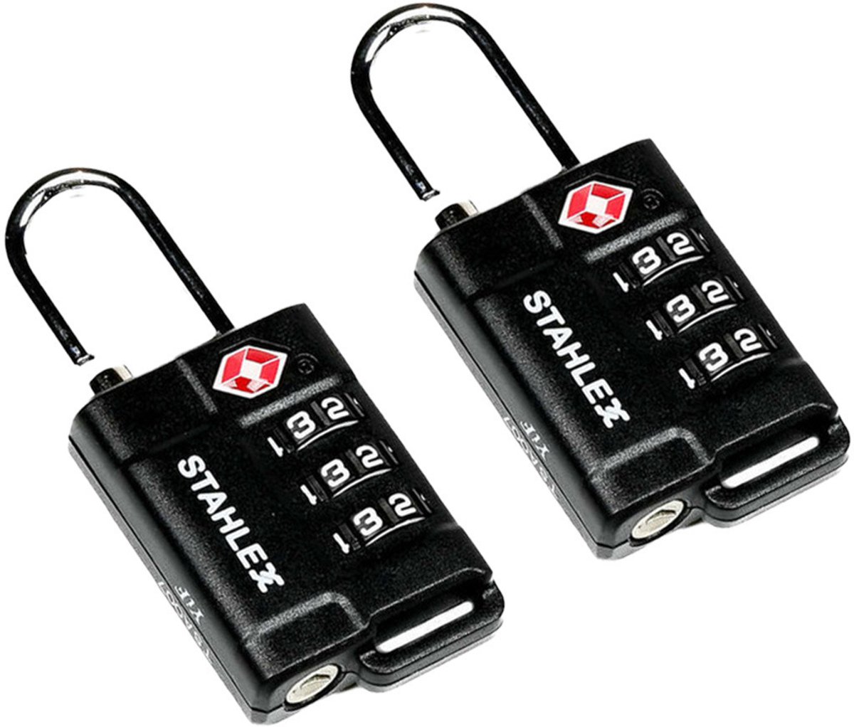 Stahlex TSA kofferslot - 2x - zwart - met cijferslot - reisslot - bagageslot - Handbagage sloten