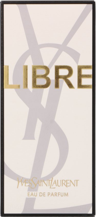 Doosje met 'LIBRE' in gouden letters en groot grijs YSL-logo op witte achtergrond.