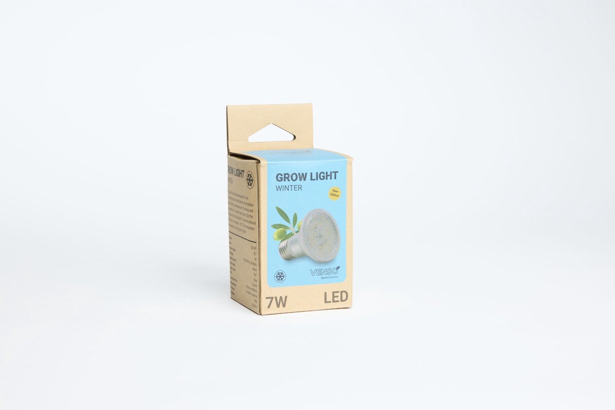 Venso EcoSolutions E27 Kweeklamp "Winter" 7W 120 °, verbeterde fotosynthese en hogere chlorofylvorming, LED-groeilamp, groeilicht voor kamerplanten, groenten, bloemen