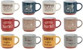 Siaki Koffiemokken - set van 12x stuks - aardewerk - glans afwerking - 260 ml - theemokken
