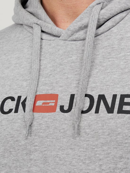 Jack and Jones Hoodie Grijs Avec Logo Et Poche Kangourou Regular Fit - XS