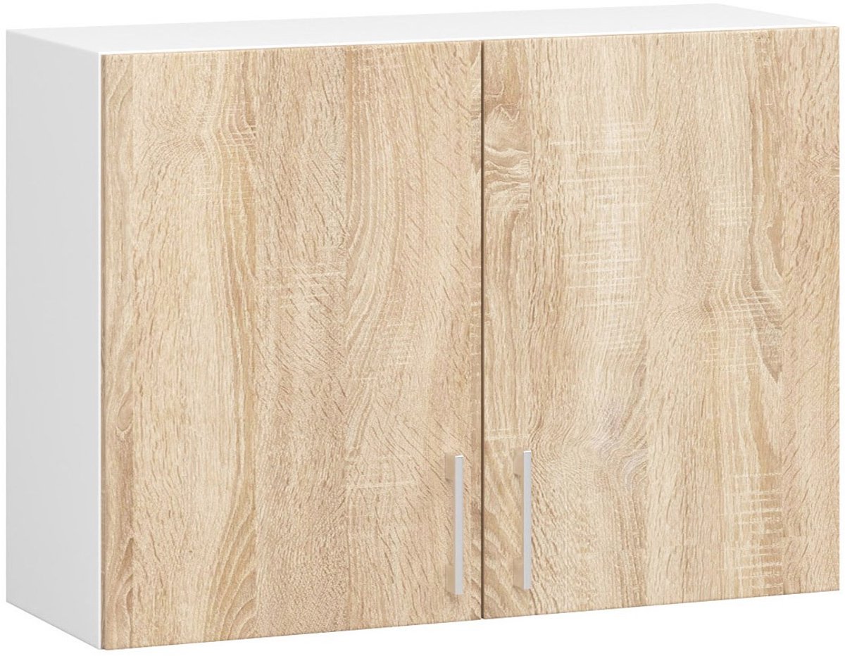 Keukenkast modulaire LIMA W80 met 2 Deuren / Hangkast / Bovenkast / AKORD Furniture Factory / Wit - Sonoma Eik / 80 x 58 x 30,5 cm