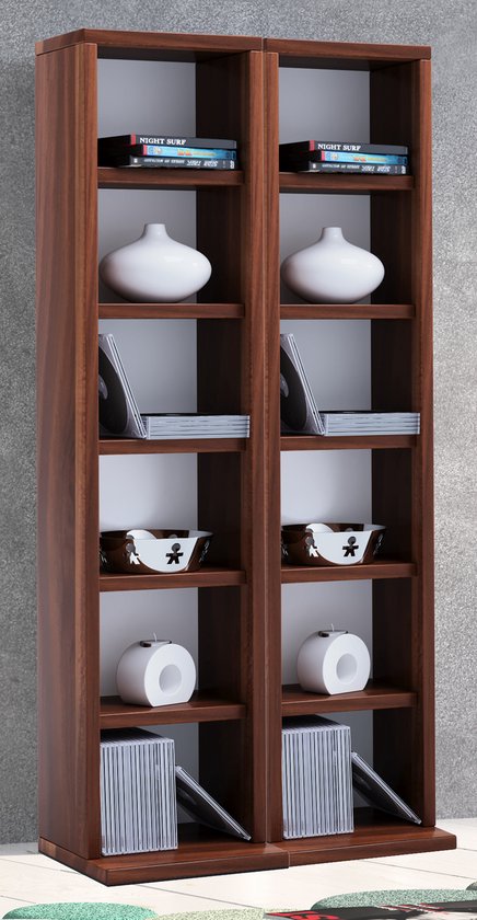 Armoire à compartiments pour armoire CD DVD Milano noyer