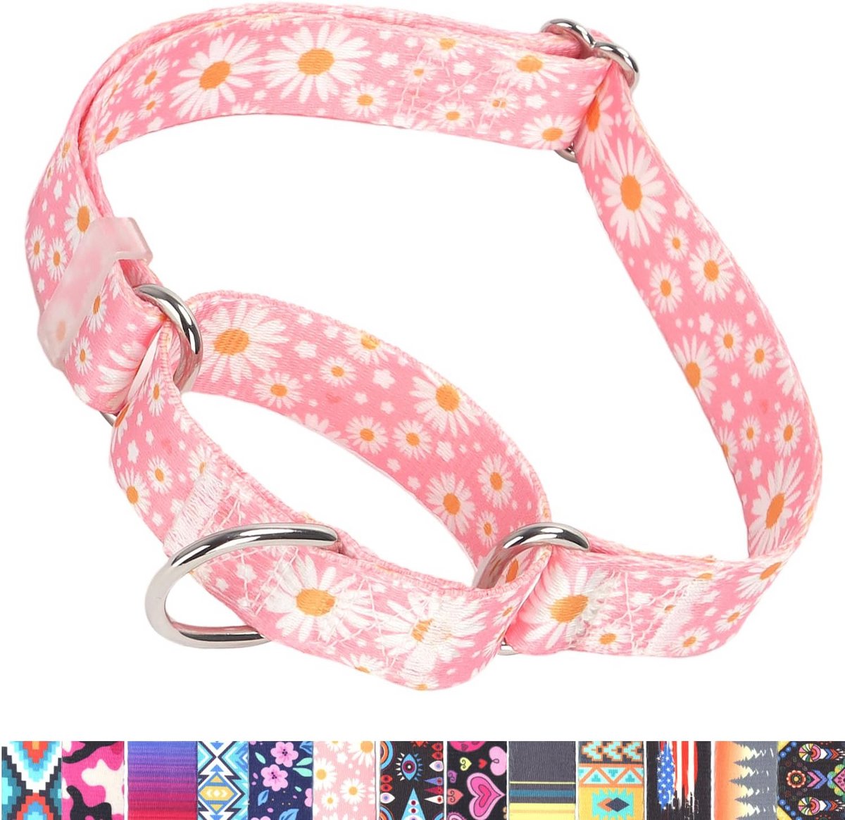 Verstelbare Martingale Hondenhalsband | Antislip en Ontsnappingsbestendig | Zacht Nylon voor Comfort | Roze | Voor Kleine, Middelgrote en Grote Rassen