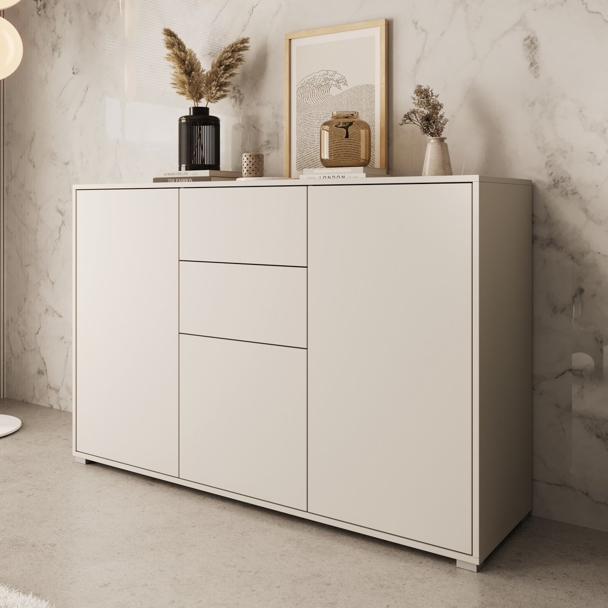 Meubella - Dressoir Gideon - Beige - 141 cm