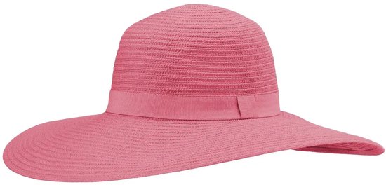 Rosie Summer Hat Chapeau de plage pour femme à large bord 12 cm résistant aux UV UPF50+ Taille : 58 cm réglable Couleur : rose Coral