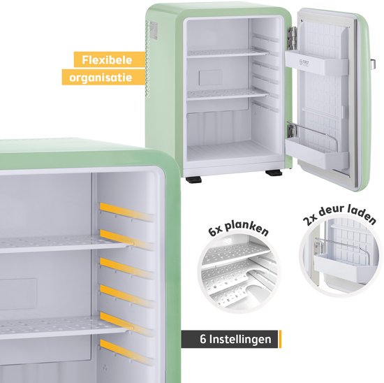 TZS First Austria Mini koelkast - Minibar - 40 liter - Vrijstaand - Volledig stil 22dB - Retro - Groen van TZS First Austria — afbeelding 5