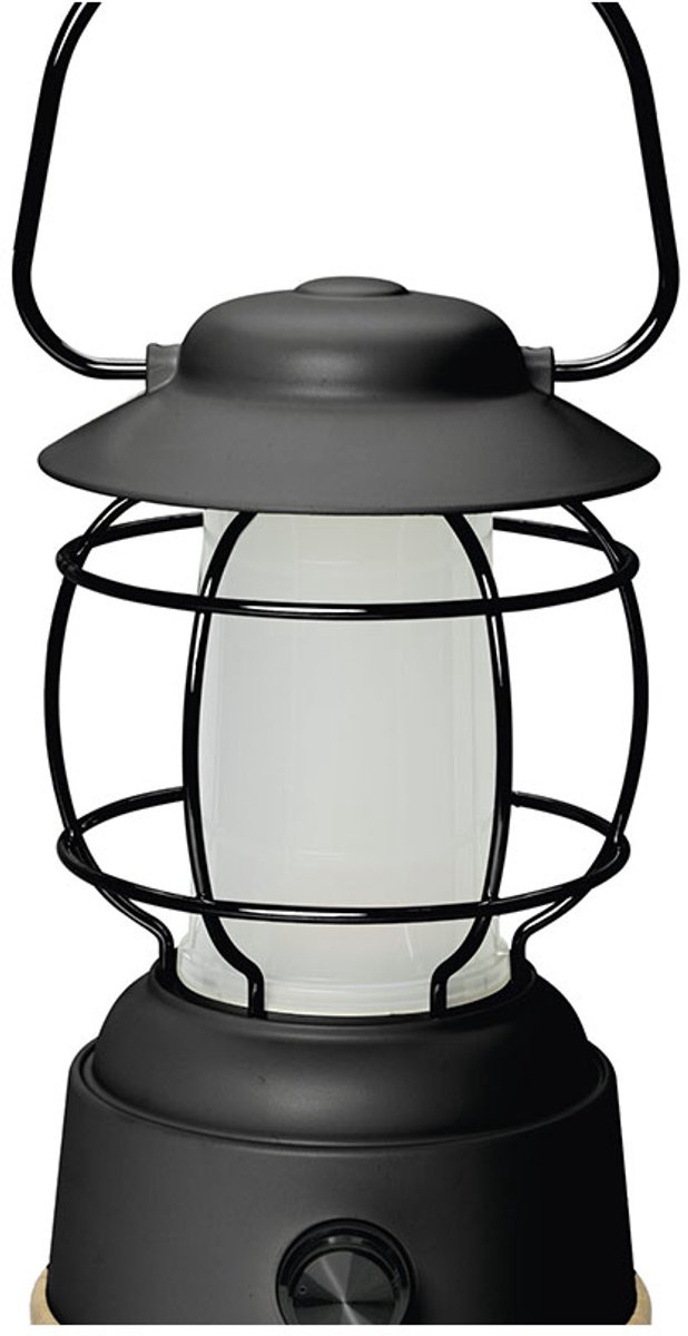 Lyss LED Lantaarn - Oplaadbaar - 2 Lichtstanden (Warm & Wit) - Metalen Frame & Bamboe Basis - USB-oplaadbaar - Voor Camping, Tuin & Binnengebruik