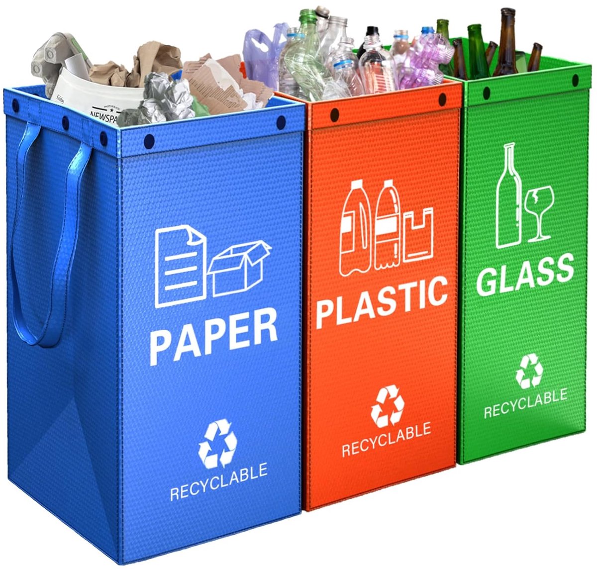 Herbruikbare Recycling Zak met Handvat - Afval Sorteren Organizer - Waterdichte Opbergtassen voor Keuken en Kantoor