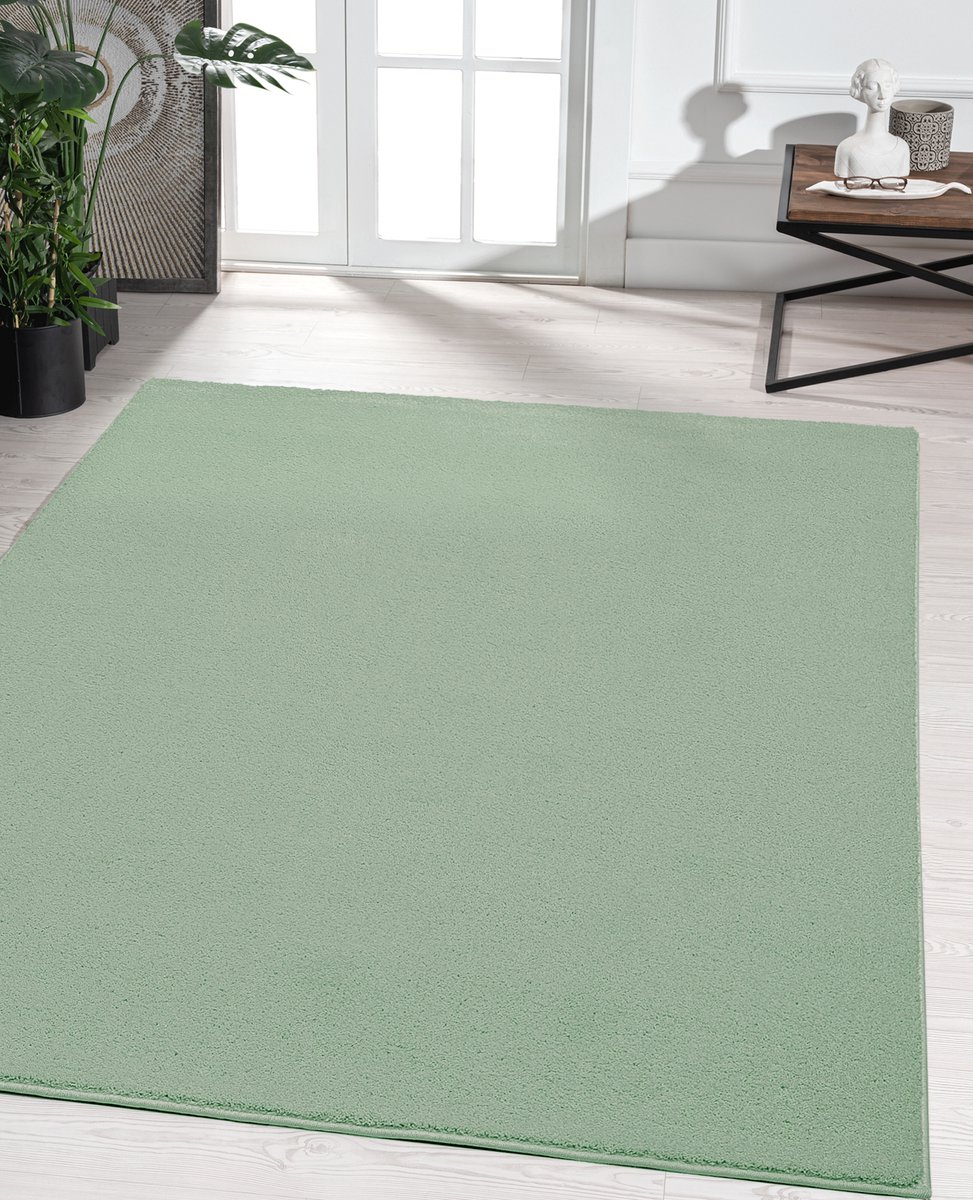 the carpet Marley Elegante Designer Vloerkleed, Zacht & Onderhoudsvriendelijk, Kortpolig, Woonkamer, Mintgroen, 120 cm rond