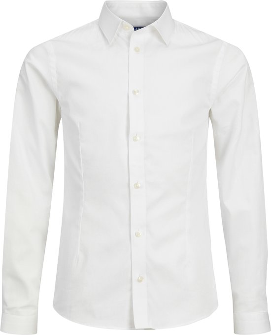 Chemise blanche à manches longues, avec fermeture boutonnée et col.