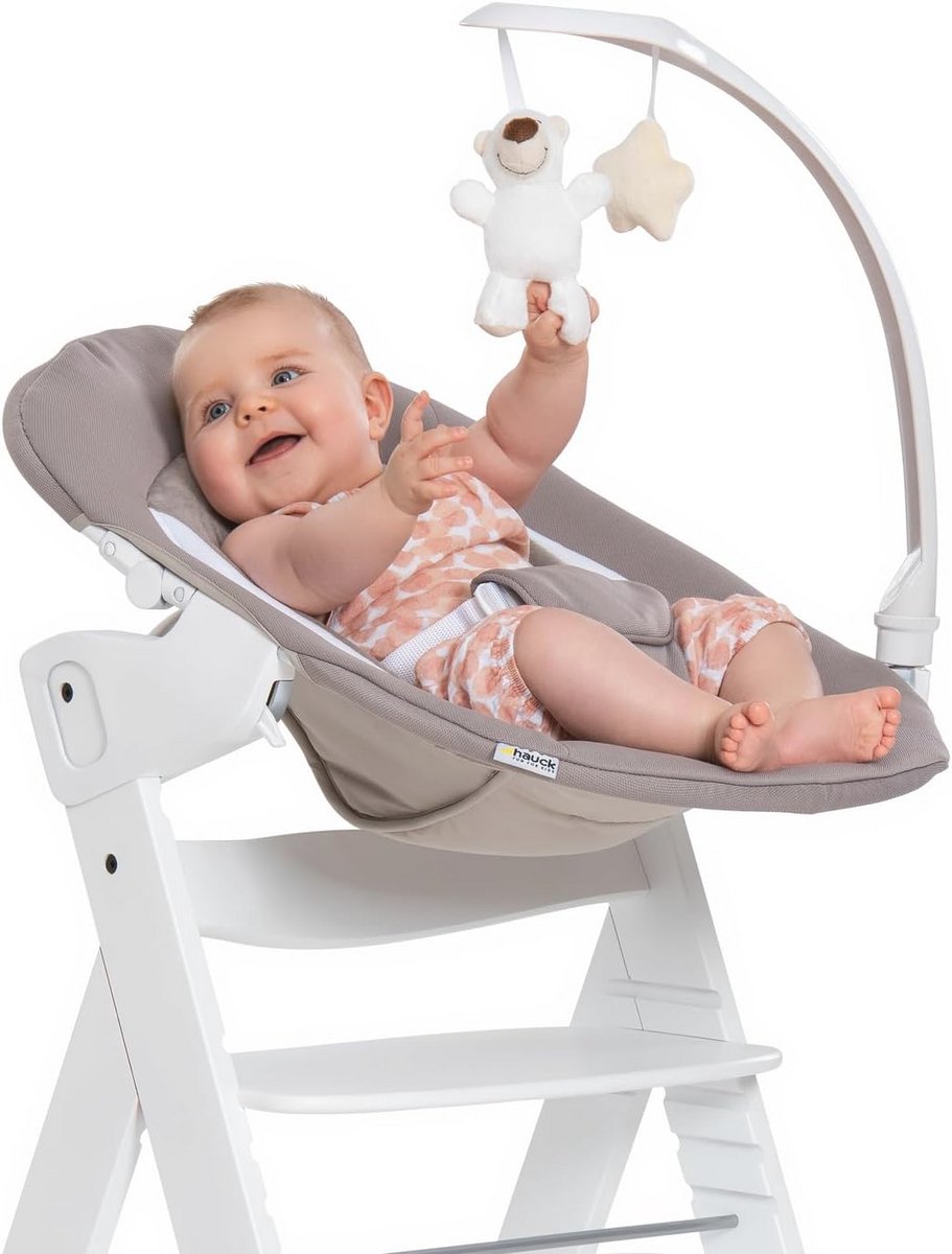 Image of 2-in-1 Evoluerende Kinderstoel voor Pasgeborenen tot 9 kg met Speelboog en Stoelverkleiner, Beige