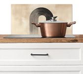 Spatscherm keuken 60x30 cm - Kookplaat achterwand Boog - Strepen - Minimalistisch - Zwart - Muurbeschermer - Spatwand fornuis - Hoogwaardig aluminium