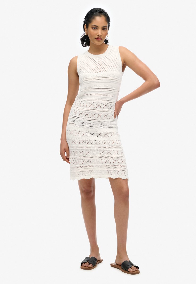 Superdry Gehaakte mini-jurk Dames Jurken Wit