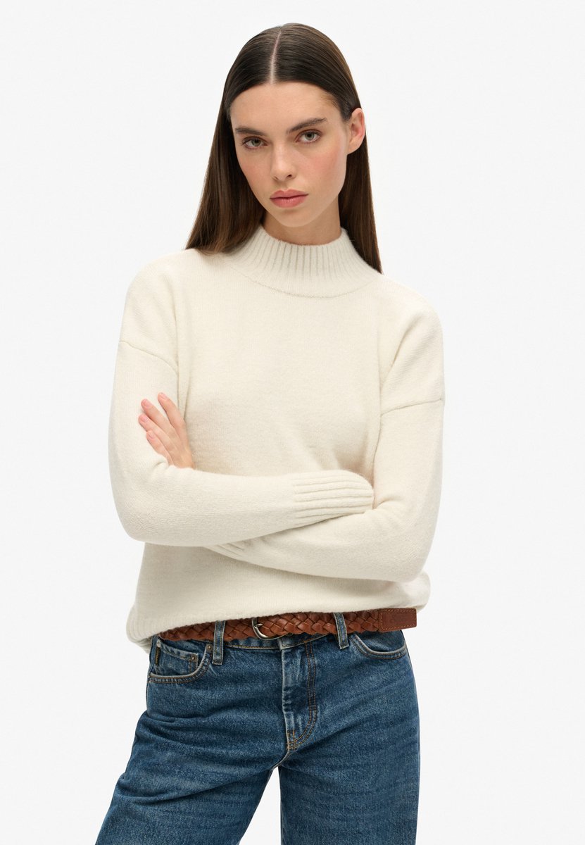 Superdry Trui Essential Mock Neck Jumper W6110501a 39e Ecru Dames Creme