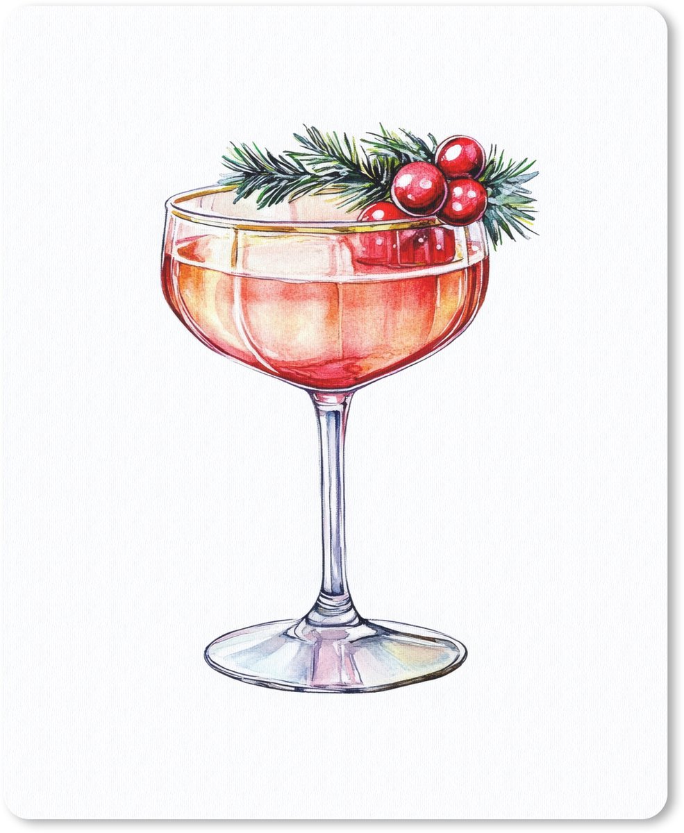 Muismat 19x23 cm - Mousepad Cocktail - Feest - Winter - Decoratie - Muismatten