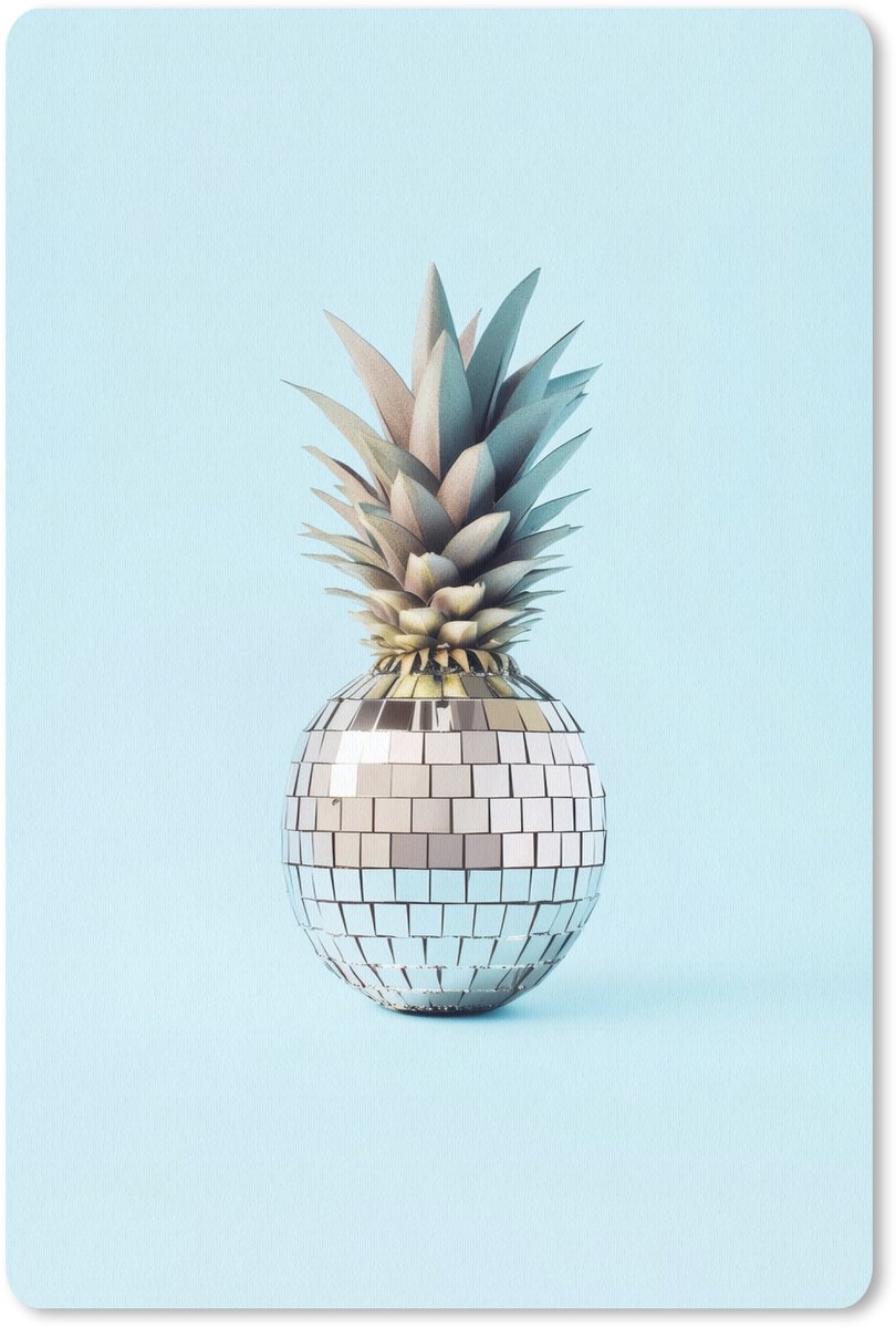Muismat 18x27 cm - Mousepad Blauw - Ananas - Disco - Discobal - Muismatten