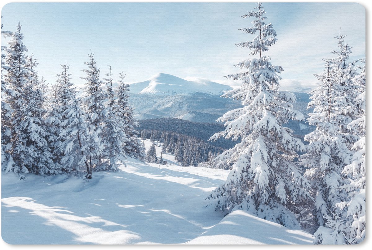 Muismat 27x18 cm - Mousepad Winterlandschap - Natuur - Berg - Bomen - Sneeuw - Muismatten