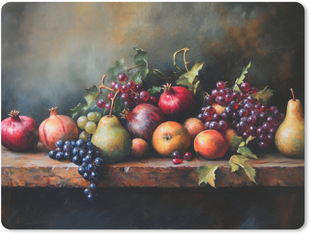 Muismat 23x19 cm - Mousepad Rustiek - Stilleven - Fruit - Muismatten