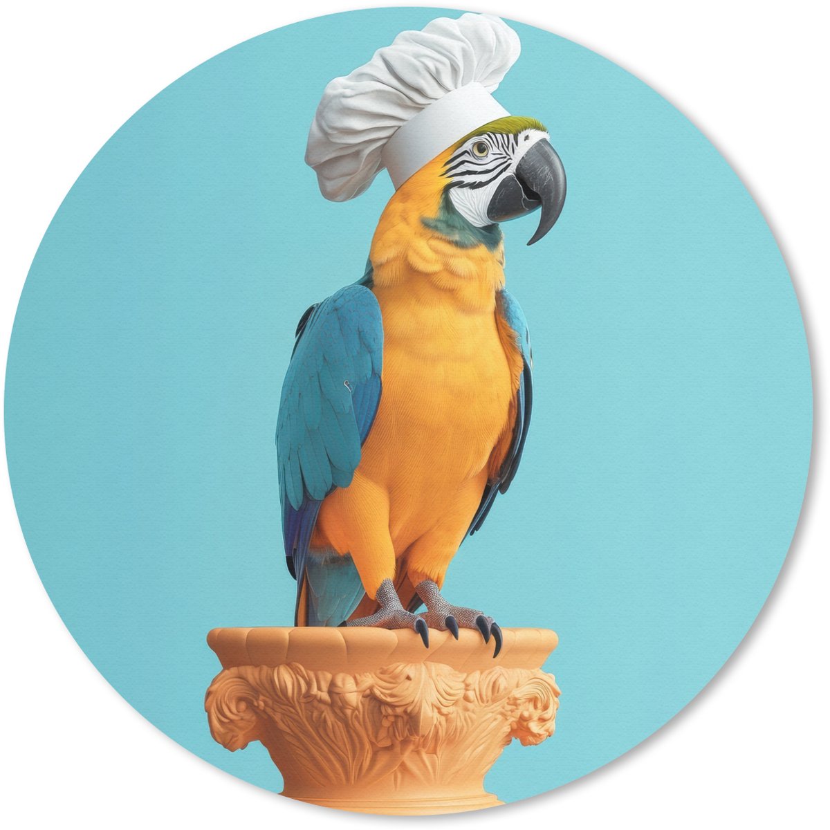 Muismat rond 30x30 cm - Mousepad Papegaai - Koksmuts - Grappig - Vogel - Ronde muismatten