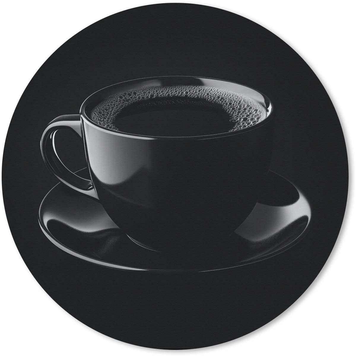 Muismat rond 30x30 cm - Mousepad Zwart - Koffie - Kopje - Ronde muismatten