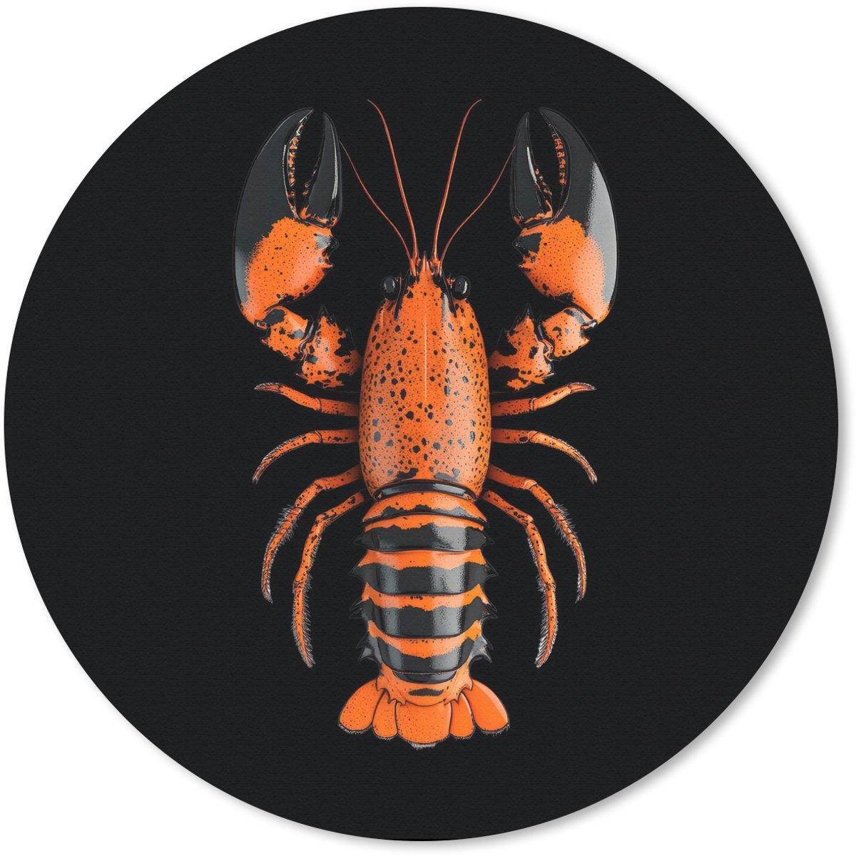 Muismat rond 40x40 cm - Mousepad Kreeft - Oranje - Zwart - Modern - Ronde muismatten