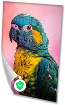 Kleurrijk portret van een papegaai - Papegaai posters - Muurdecoratie dieren - Hyperrealisme - Moderne poster - Muurdecoratie slaapkamer - Poster 80x120 cm