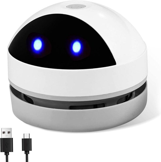 Mini desktop stofzuiger - USB oplaadbaar en draadloos - hoge zuigkracht voor bureau, kantoor, auto, kussen en toetsenbord - wit