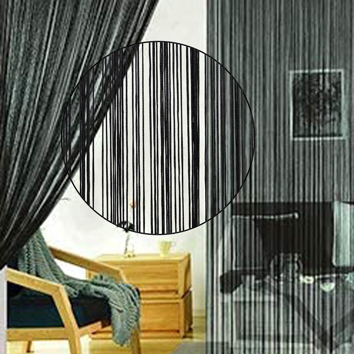 Ibenzoa® Stijlvol Zwart Deurgordijn voor Decoratie en Privacy, 90 x 245 cm, Veelzijdig Gebruik