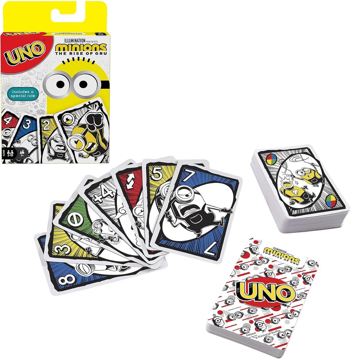 UNO kaarten spel - Minions: The Rise of Gru editie voor gezinnen en kinderen vanaf 7 jaar