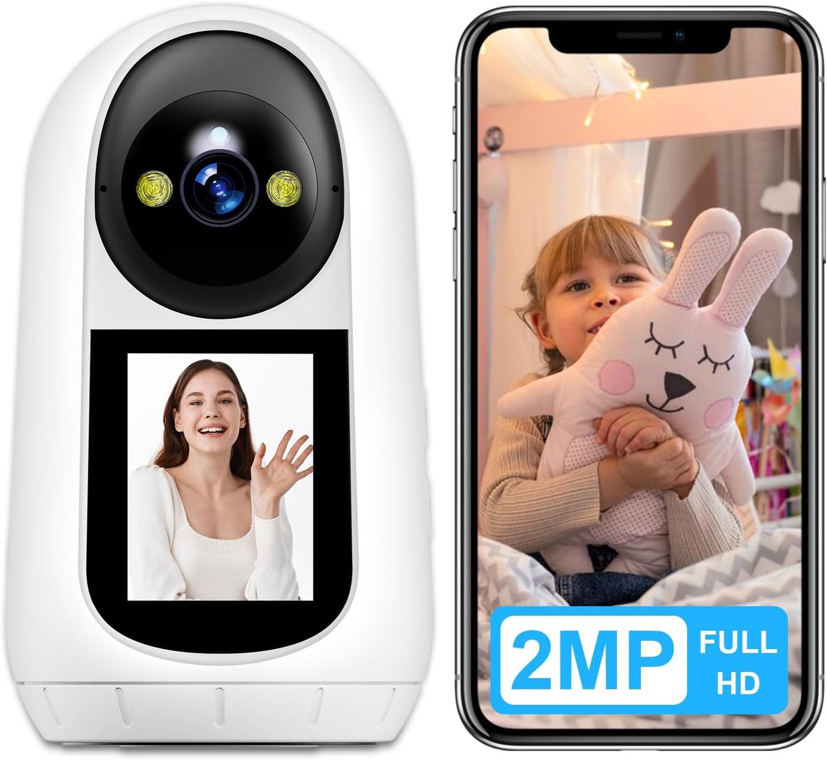 2MP 2.4GHz Indoor Bewakingscamera - Full HD Beveiliging met Nachtzicht en AI Bewegingsdetectie