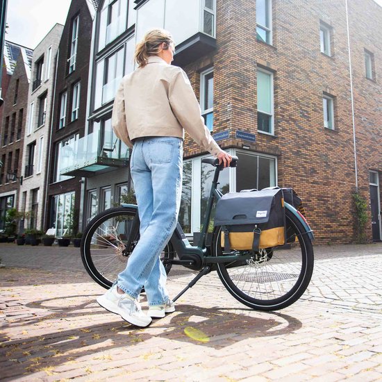 Gerecyclede dubbele fietstas Urban Proof 40 liter - grijs/geel van Urban Proof — afbeelding 3