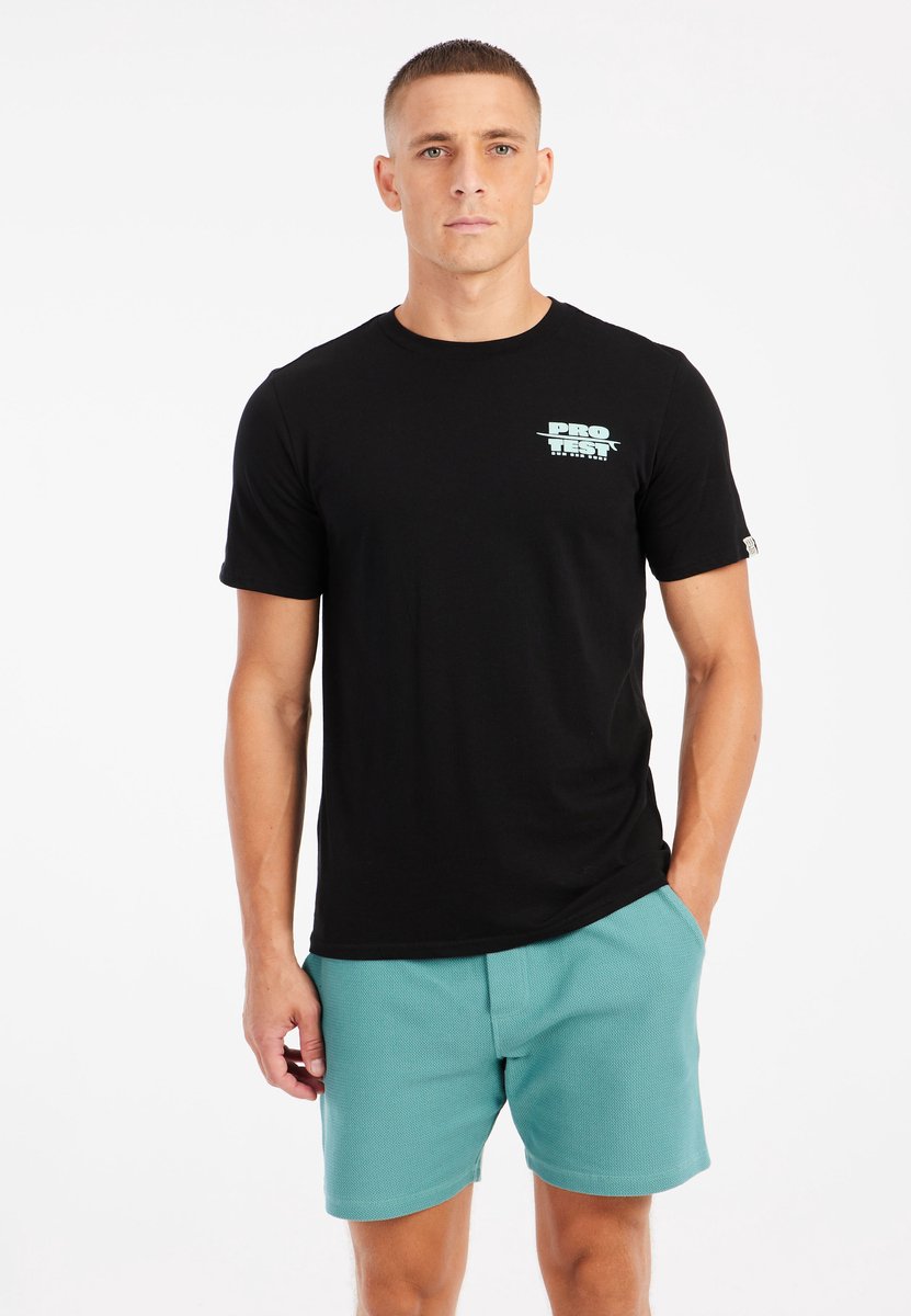 Protest Prtbaio – T shirt Heren – Korte mouwen – Ronde hals Zwart