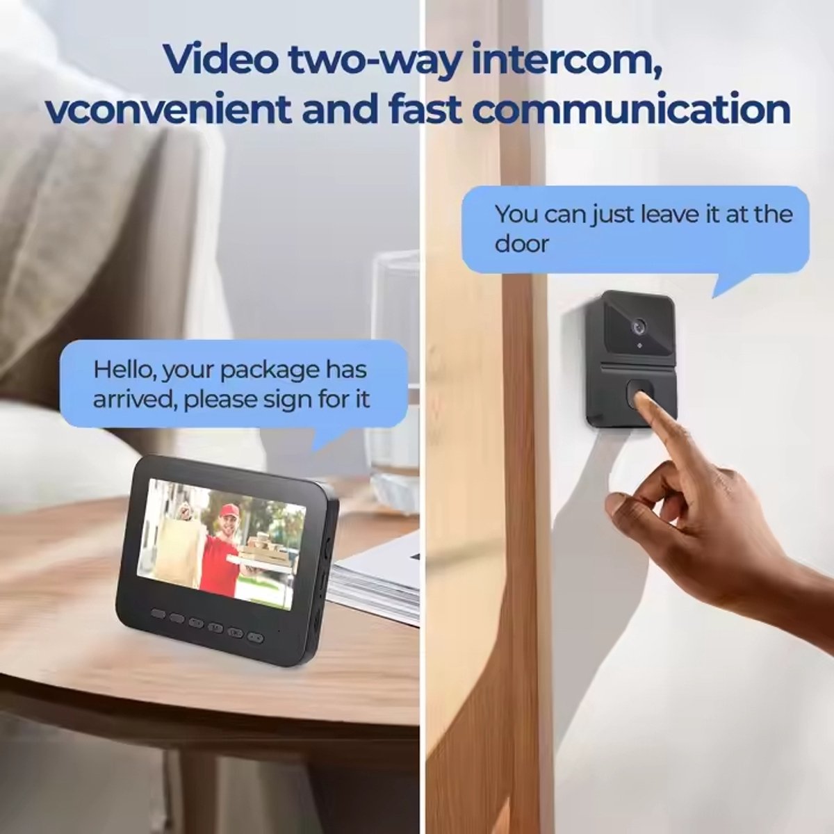 Afbeelding 2 van Draadloze Slimme Video Deurbel met Scherm – Full HD Camera – 4.3 Inch Monitor & Display – Deurbellen met Camera en Scherm – Waterdicht – Nachtzicht – Tweerichtingscommunicatie