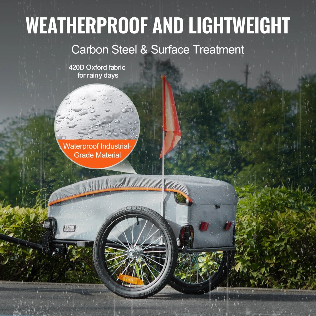 Vevor 100lbs Fiets Cargo Aanhangwagen Opvouwbare Fiets Wagon Kar Met Waterdichte Hoes En Veilige Reflectoren Past 22