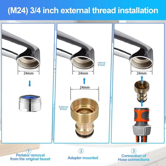Yuanchu 2 Stuks Universele Kraanadapter Voor Mengkraan – Messing, Met Afneembare Adapters, Voor Tuinslang En Waterkraan