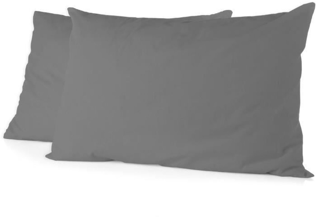 Set van 2 kussenslopen - HOME LINGE PASSION - 50 x 70 cm - Antracietgrijs