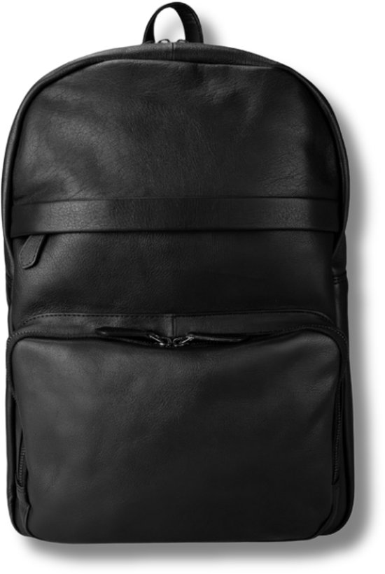 Leren Laptop Rugzak 15.6 inch Zwart Heren & Dames Werk Rugtas met Laptopvak RFID Bescherming Business & School Just Lioné Noah